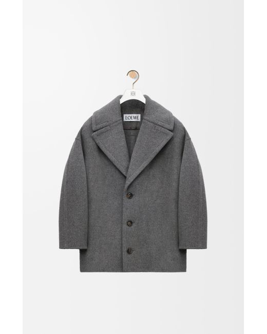 Abrigo Corto En Lana Mujer Loewe de color Gray