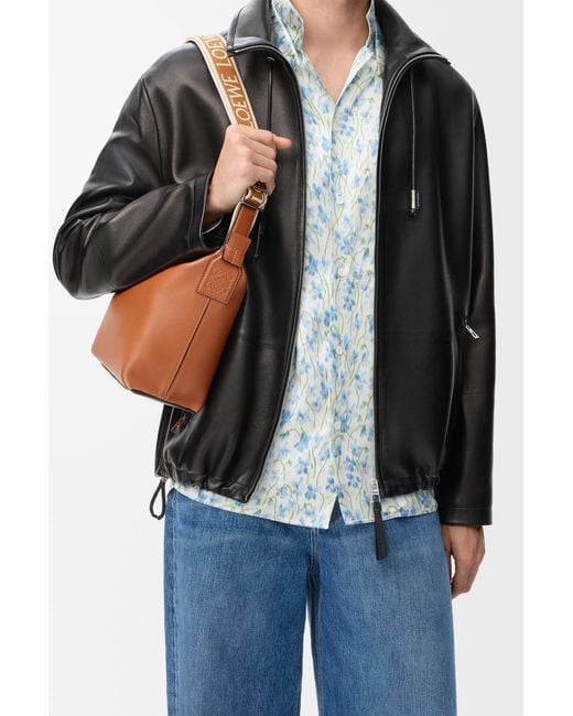Loewe White Luxury Small Cubi Crossbody Bag In Supple Smooth Calfskin And Jacquard for men