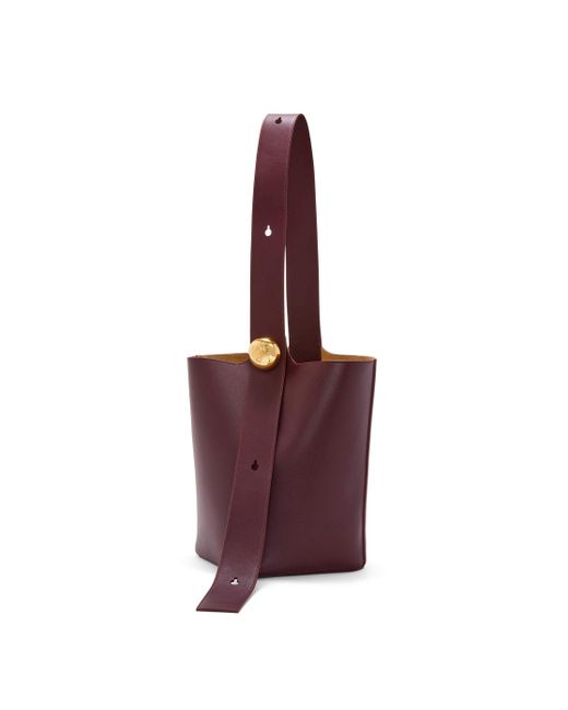 Loewe Purple Medium Pebble Bucket Bag In Mellow Calfskin