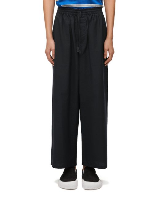 Loewe Black Luxury Cropped Trousers In Cotton Blend for men