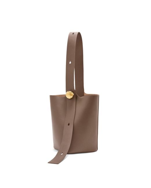 Loewe Brown Medium Pebble Bucket In Smooth Calfskin