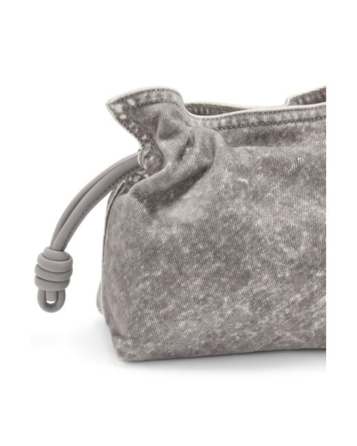 Loewe Gray Flamenco Mini Leather Clutch Bag