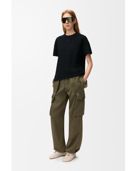 Loewe Black Luxury Asymmetric T-shirt In Cotton Blend