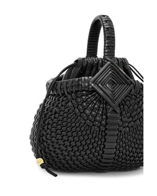 Loewe Black Mini Diamond Round Basket Bag In Calfskin