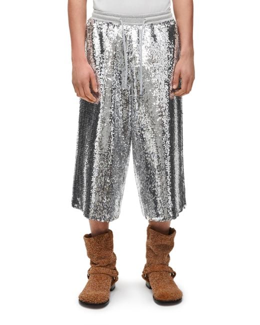 Loewe White Shorts In Sequins for men