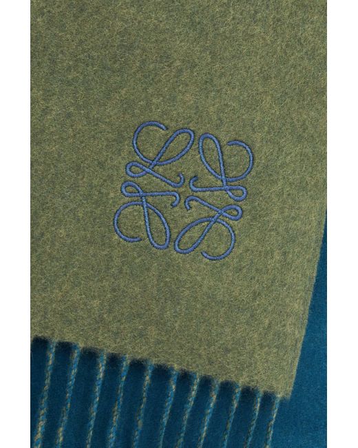 Loewe Green Luxury Scarf In Wool And Cashmere