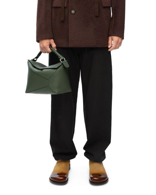 Loewe Green Luxury Puzzle Bag In Grained Calfskin for men