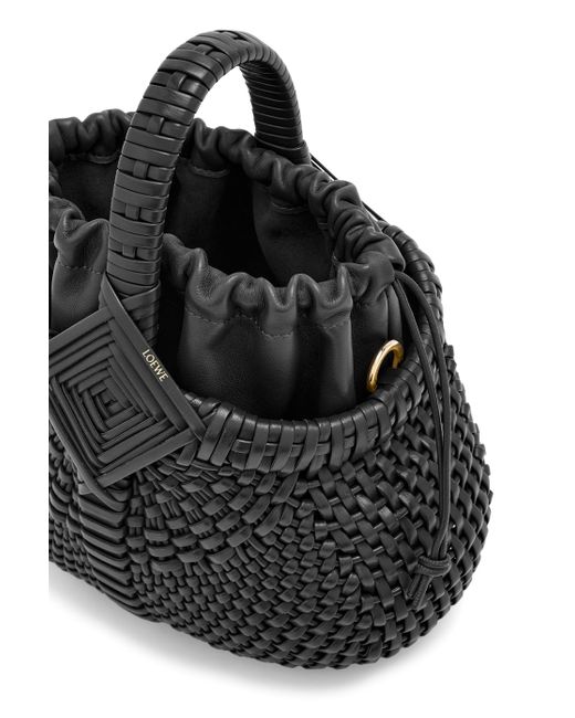 Loewe Black Mini Diamond Round Basket Bag In Calfskin