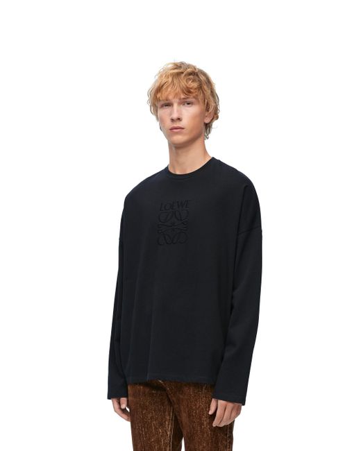 Loewe Black Loose Fit Long Sleeve T-shirt In Cotton for men
