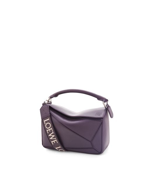 Loewe Purple Small Puzzle Bag In Satin Calfskin