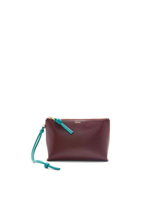 Loewe Red Knot Foil-logo Leather Pouch