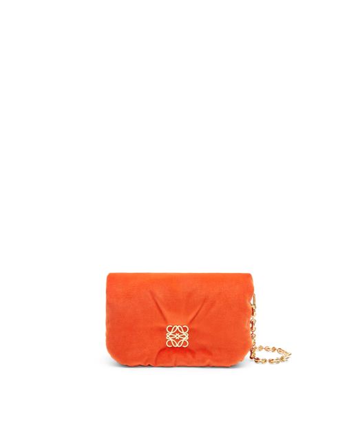 Loewe Orange Luxury Mini Puffer Goya Bag In Velvet For