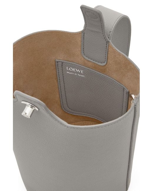 Loewe White Mini Pebble Bucket Bag In Soft Grained Calfskin