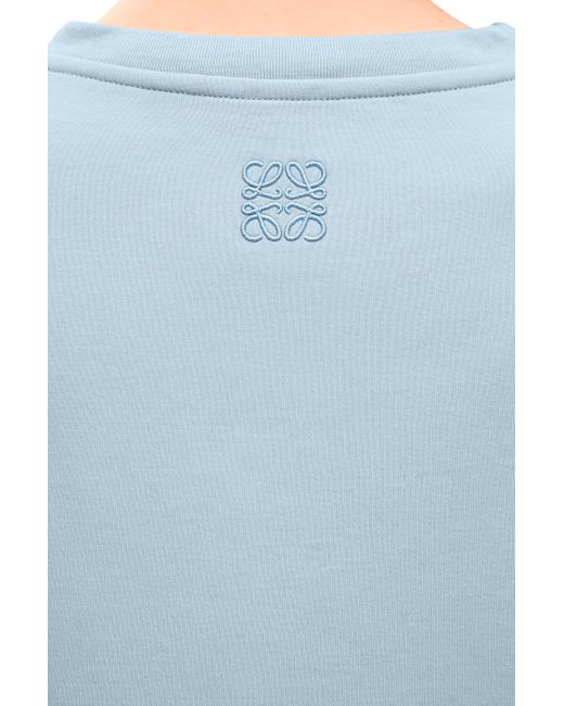 Loewe Blue Luxury Boxy Fit T-shirt In Cotton Blend For