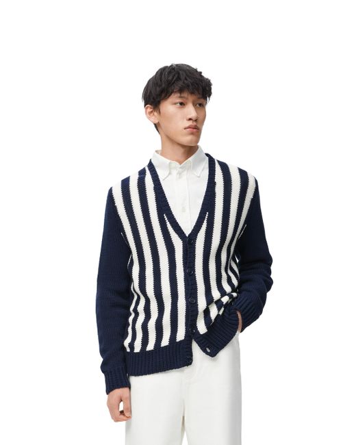 Loewe Blue Luxury Cardigan In Cotton And Wool for men