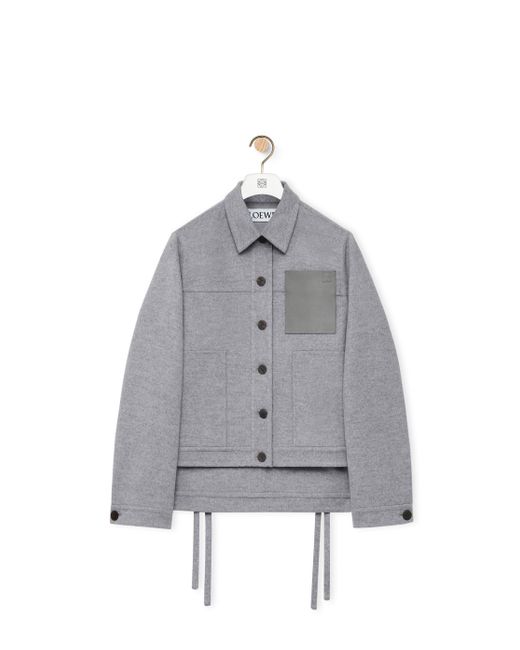 Loewe Blue Luxury Workwear Jacket In Wool And Cashmere For