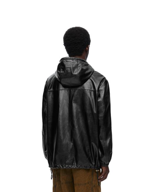 Loewe Black Hooded Jacket In Nappa Lambskin for men