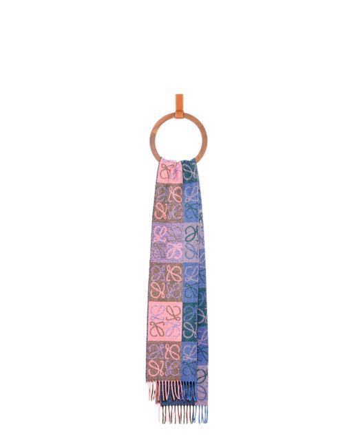 Loewe Blue Anagram Scarf In Wool And Cashmere