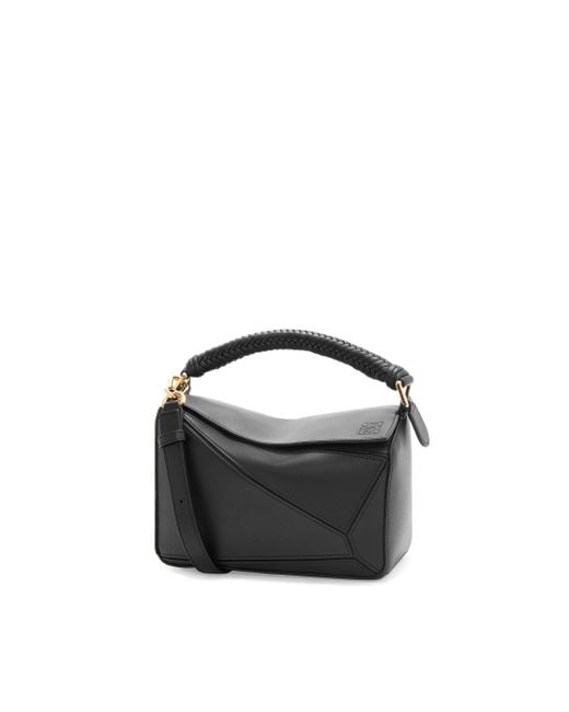 Loewe Black Small Puzzle Bag In Mellow Calfskin