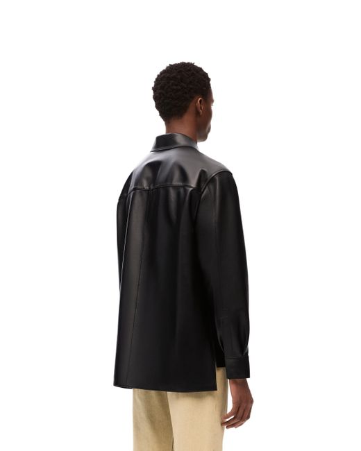 Loewe Black Zip-up Overshirt In Nappa Lambskin for men