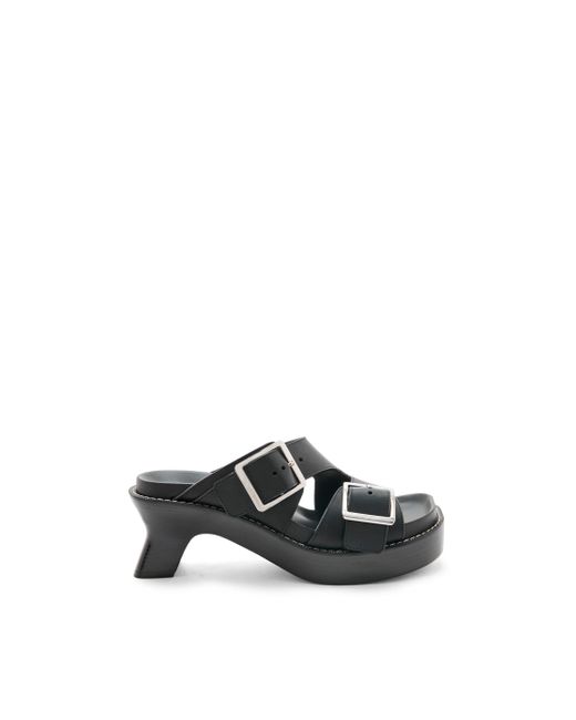 Loewe Black Leather Ease Sandals 70