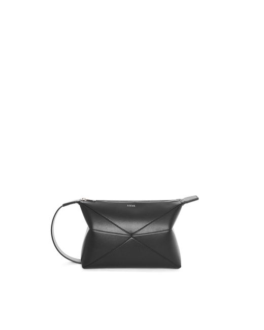 Loewe White Puzzle Fold Wash Bag In Shiny Calfskin for men