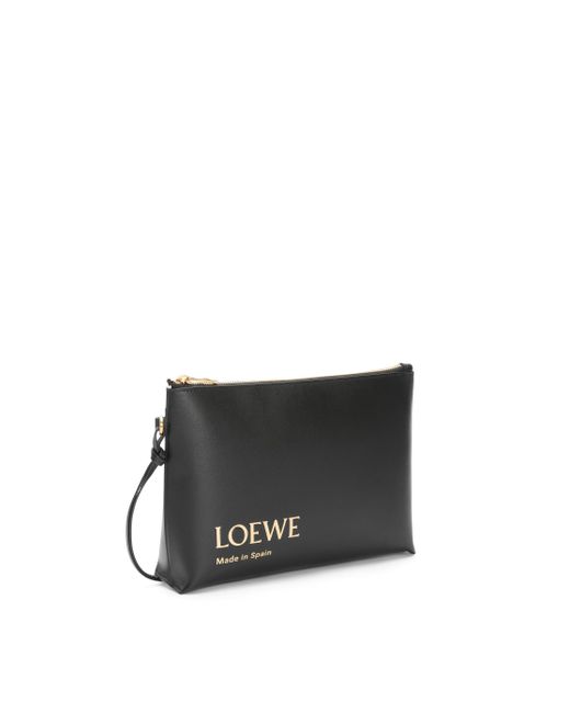 Loewe Gray Embossed T Pouch In Shiny Nappa Calfskin