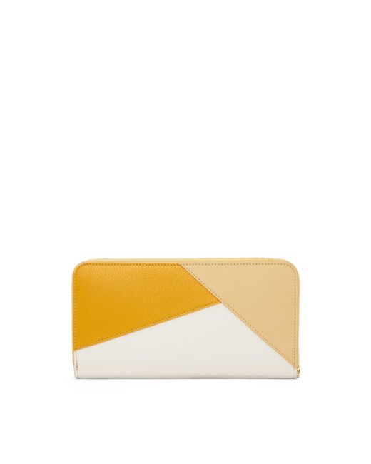 Loewe Orange Puzzle Zip Around Wallet In Classic Calfskin
