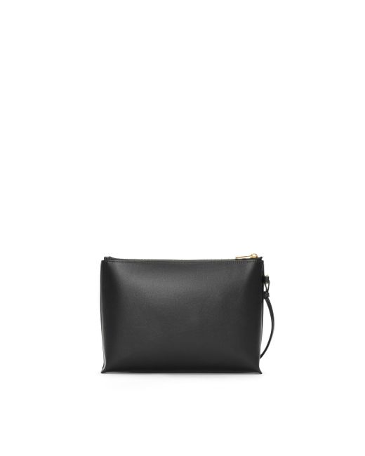 Loewe Gray Embossed T Pouch In Shiny Nappa Calfskin