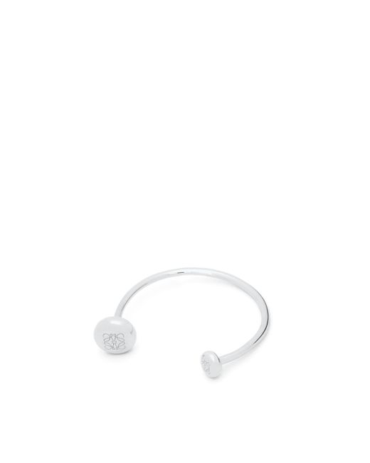 Loewe White Anagram Pebble Cuff In Sterling Silver