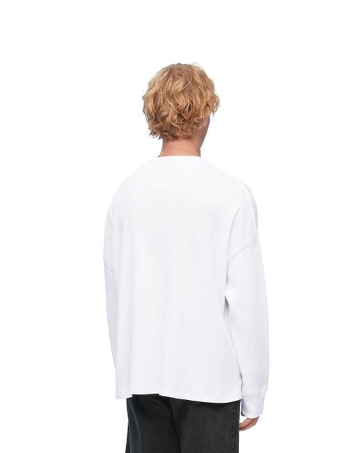 Loewe White Luxury Oversized Fit Long Sleeve T-shirt In Cotton for men