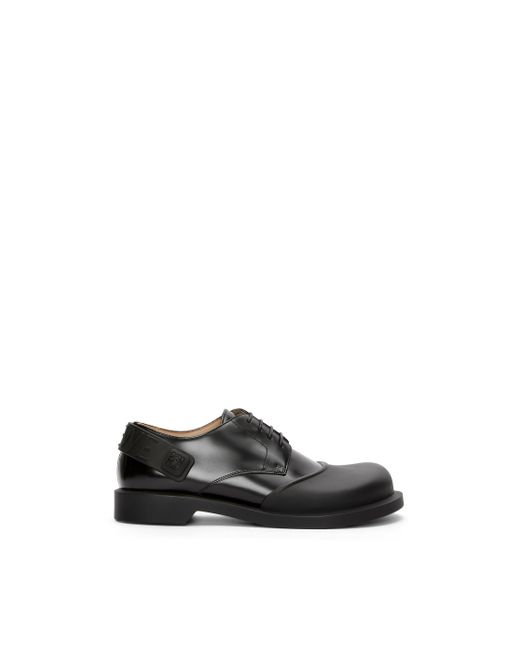 Loewe Black Derby Shoe In Rubber And Brushed-off Calfskin for men