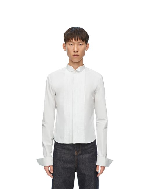 Loewe White Luxury Pleated Shirt In Cotton for men