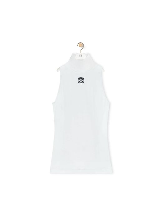 Loewe Blue High Neck Top In Cotton Blend