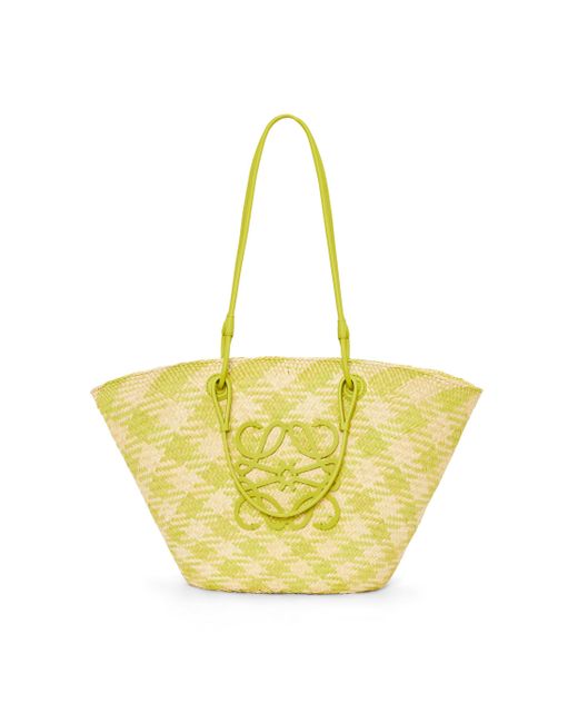 Loewe Yellow Anagram Basket Bag In Iraca Palm And Calfskin