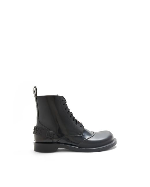 Loewe Black Luxury Campo Lace-up Bootie In Brushed Calfskin And Rubber for men