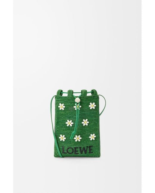 Bolso Con Cordón En Rafia Mujer Loewe de color Green