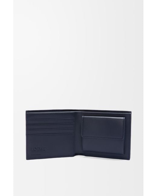 Loewe Blue Bifold Coin Wallet In Textured Classic Calfskin for men