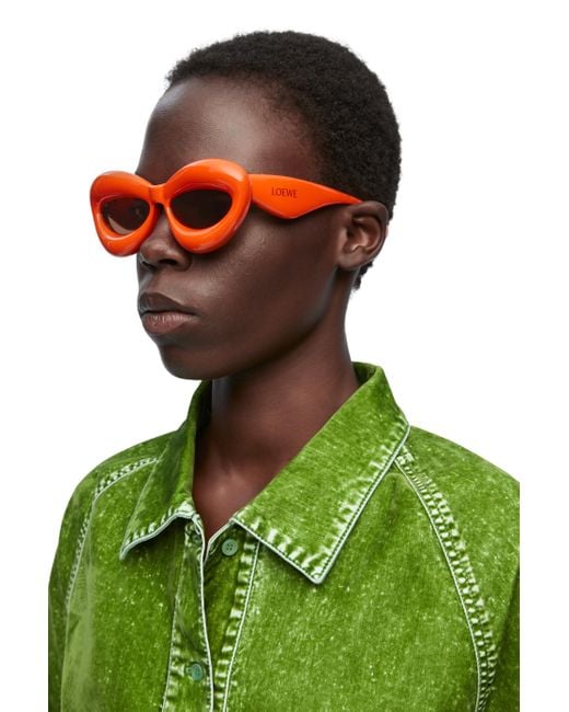 Loewe Green Luxury Inflated Cateye Sunglasses In Nylon