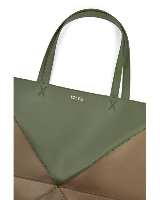 Loewe Green Luxury Xl Puzzle Fold Tote In Shiny Calfskin for men