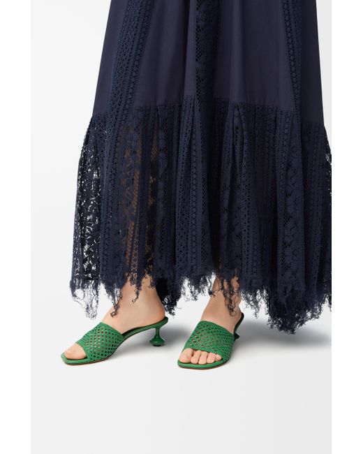 Loewe Green Paula's Ibiza Toy Woven Leather Mules
