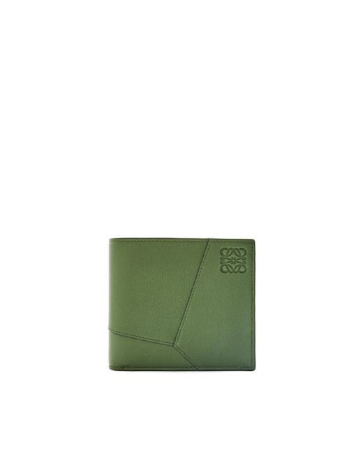 Loewe Green Luxury Puzzle Bifold Wallet In Classic Calfskin for men