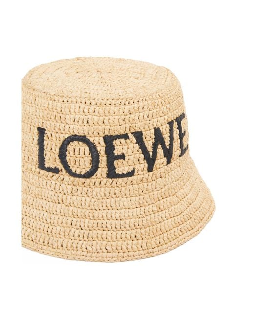Loewe Metallic Bucket Hat In Raffia