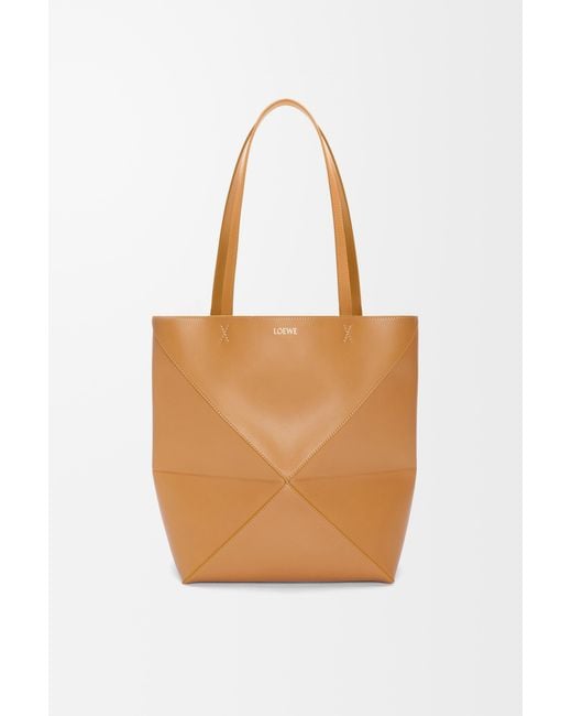 Loewe Orange Burgundy Calfskin Puzzle Fold Tote Handbag For