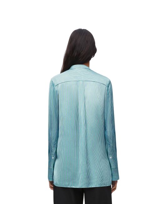 Loewe Blue Shirt In Viscose And Silk