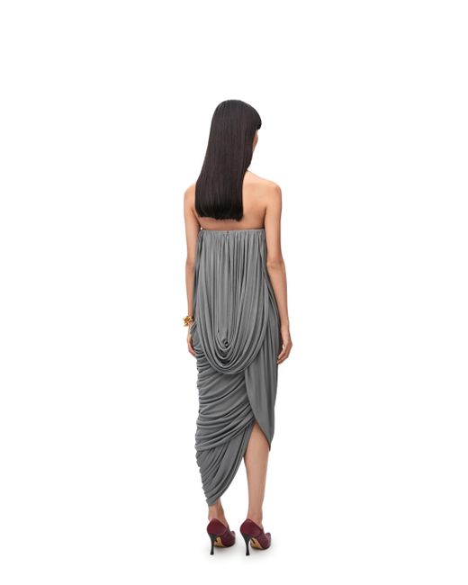 Loewe Gray Luxury Bustier Dress In Viscose For
