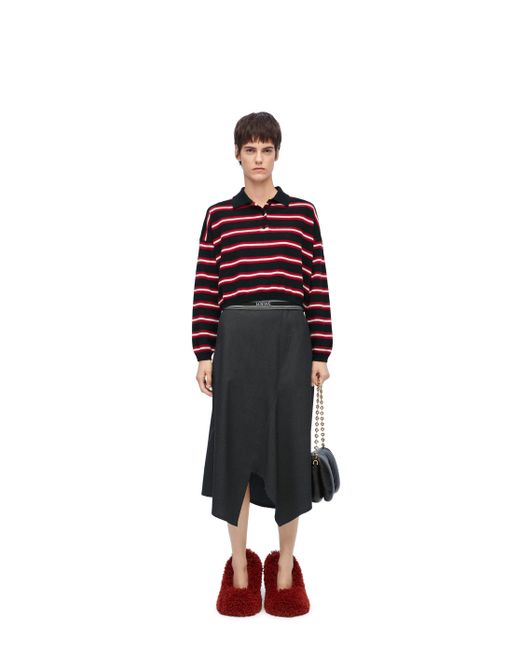 Loewe Red Asymmetric Skirt In Wool