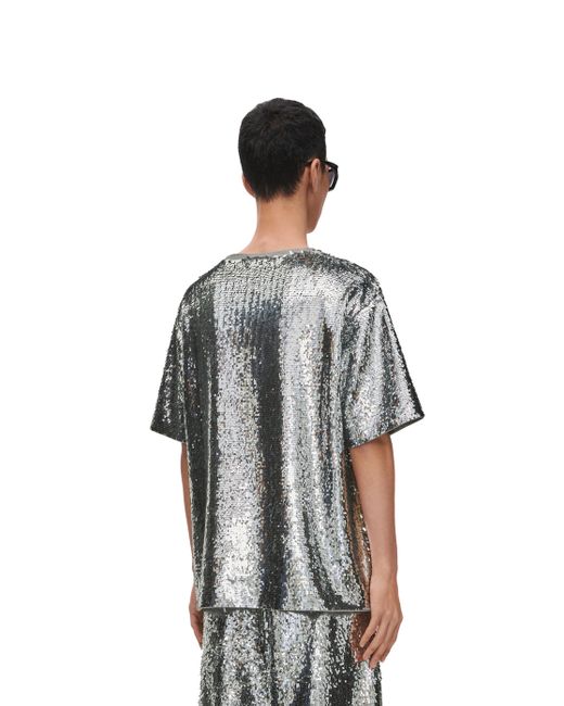Loewe White Luxury Loose Fit T-shirt In Sequins for men