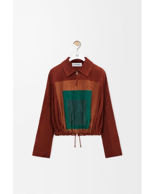 Chaqueta Globo En Ante De Piel De Cabra Mujer Loewe de color Red