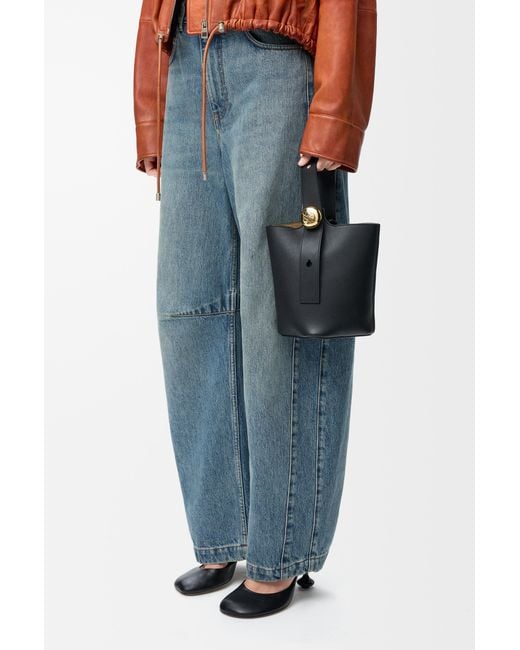 Loewe Black Pebble Mini Leather Bucket Bag